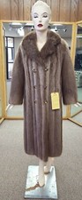 Natural Blond Long Hair Letout Beaver Fur 45" Coat- Size 8p