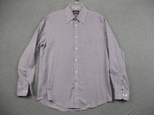 Lauren Ralph Lauren Dress Shirt 16.5 Men's Blue Plaid Stretch Regular Fit Soft