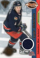Lyle Odelein relic jersey patch hockey card 2001 Pacific Titanium Draft Day #27