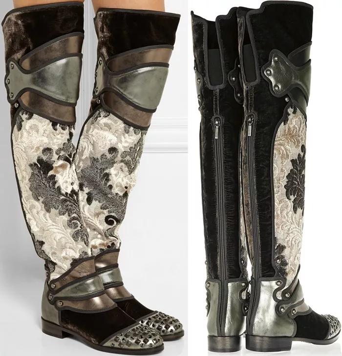 DOLCE GABBANA Runway Knight Armor Over Knee Boots One of a Kind