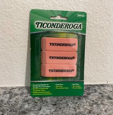 Ticonderoga Erasers - Brand New 3-Pack, Latex-Free Non-Toxic