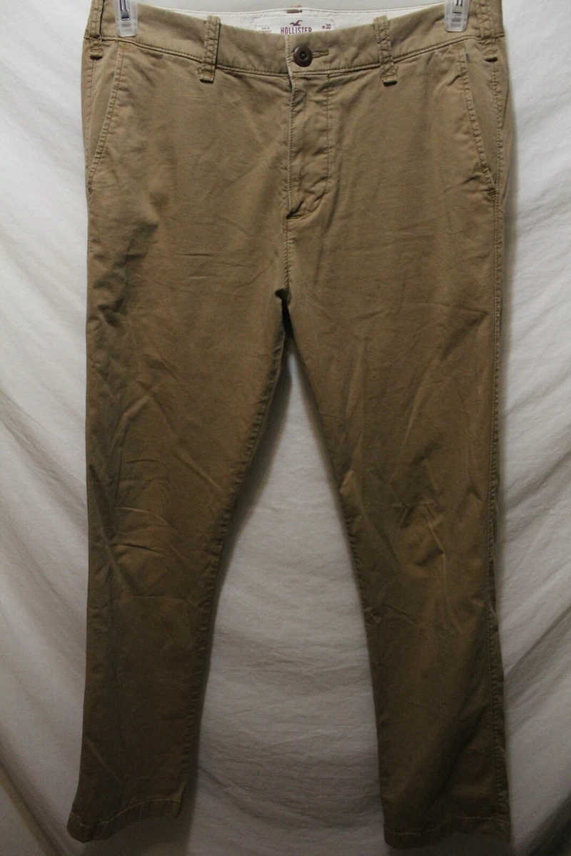 Pantalon homme Hollister Chino Khaki 30x30 marron melange coton avant plat