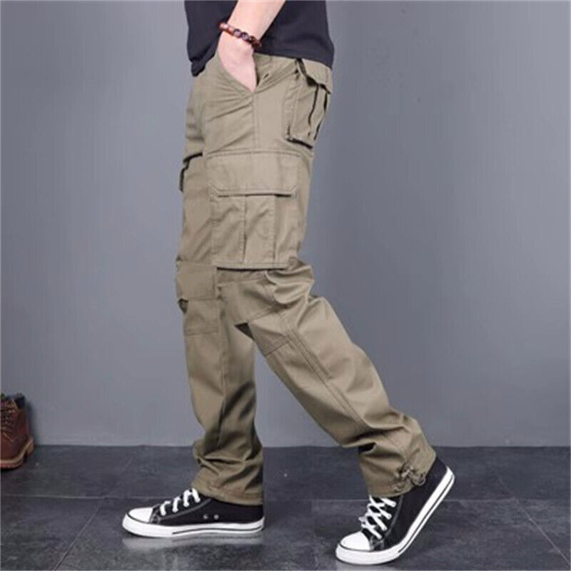 Cargo Pants Multi Pocket Men's Loose Straight Casual Pants Outdoor Pure Cotton-image