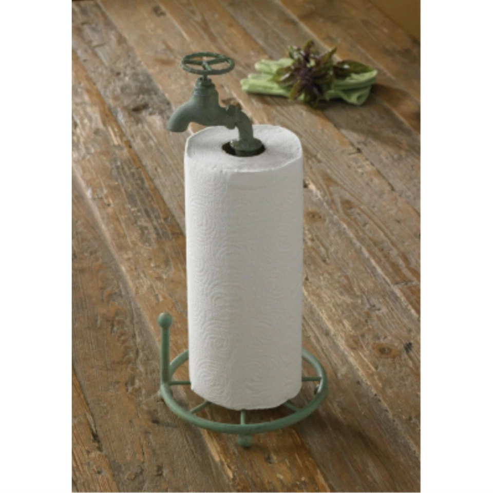 New Farmhouse Rustic GREEN FAUCET SPIGOT PAPER TOWEL HOLDER Standing - Image 2 of 2