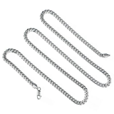 925 Sterlingsilber 5 mm Miami Kubanische Gliederkette Halskette Massiv 22 Zoll