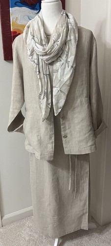 Liz Claiborne 100% Linen Wrap Skirt And Oversized Jacket Set (# 70)