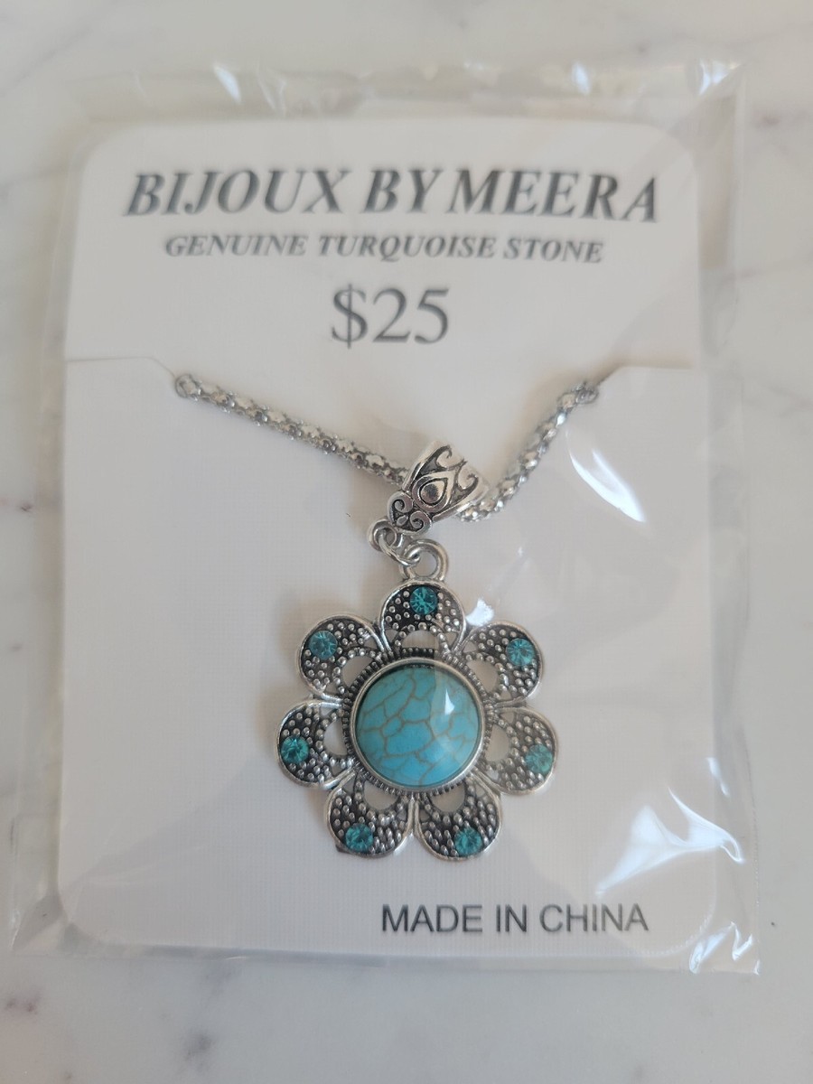 Bijoux By Meera Genuine Turquoise Stone Necklace