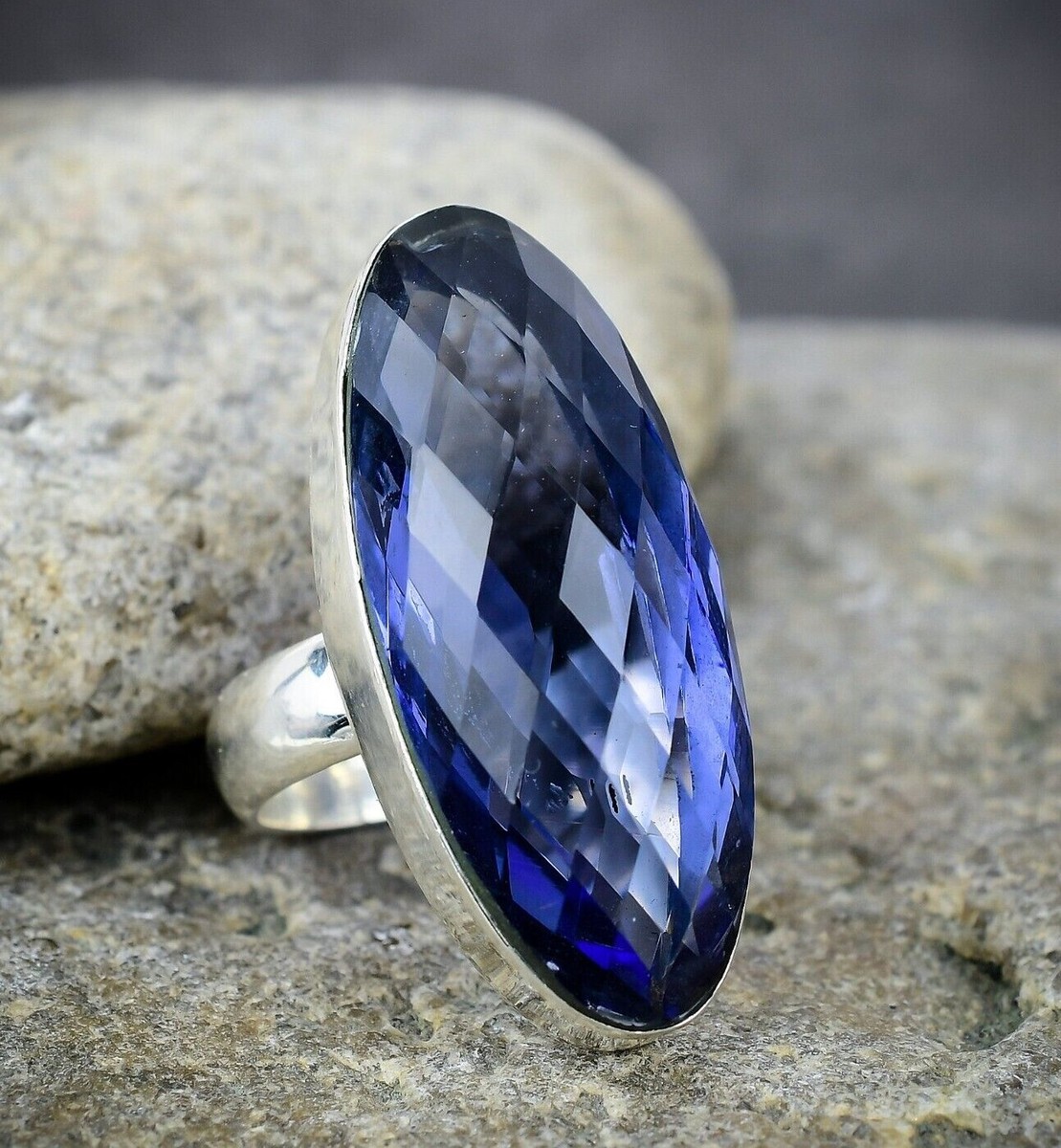 Faceted Tanzanite Gemstone Handmade 925 Sterling Silver Ring