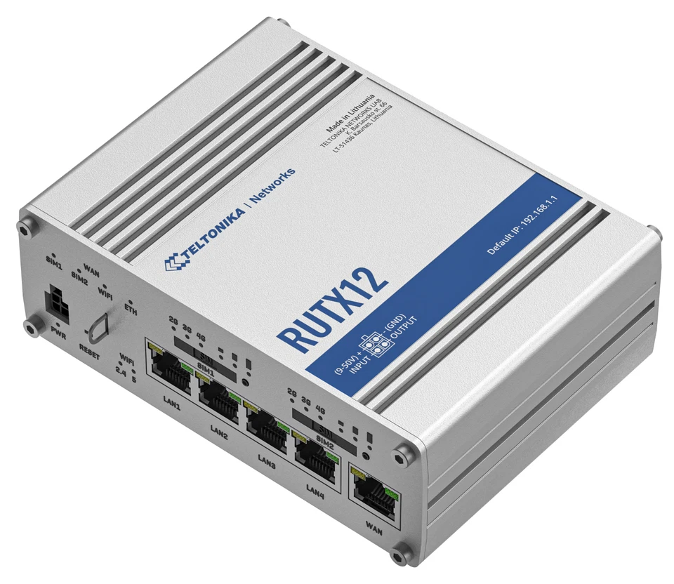 Teltonika RUTX12 Dual LTE Cat6 Wi-Fi 4G Wireless Industrial Router - Image 4 of 4