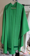 PRIEST CLERGY VESTMENT CHASUBLE  STOLE GREEN W/GREEN VELVET  GOLD DETAIL