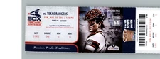 CHICAGO WHITE SOX VS RANGERS 8/25/2013 FULL TICKET ~ BAKER/DANKS/PHEGLEY HRs