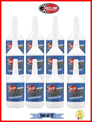 Red Line 15W40 Diesel Motor Oil Quart for API SM/SL/SJ/SH/SG/CF Set of 12 21404
