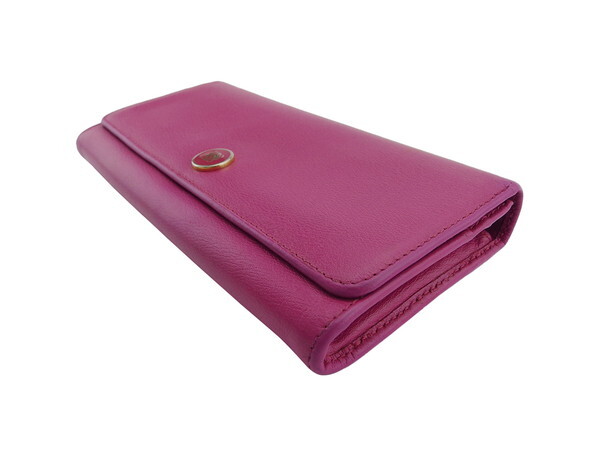 LOEWE Long Wallet Anagram Button Pink Leather Authentic Used C4553