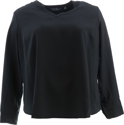 Elizabeth& Clarke Woven Top Roll Cuff StainTech Black 16 NWOT (401)
