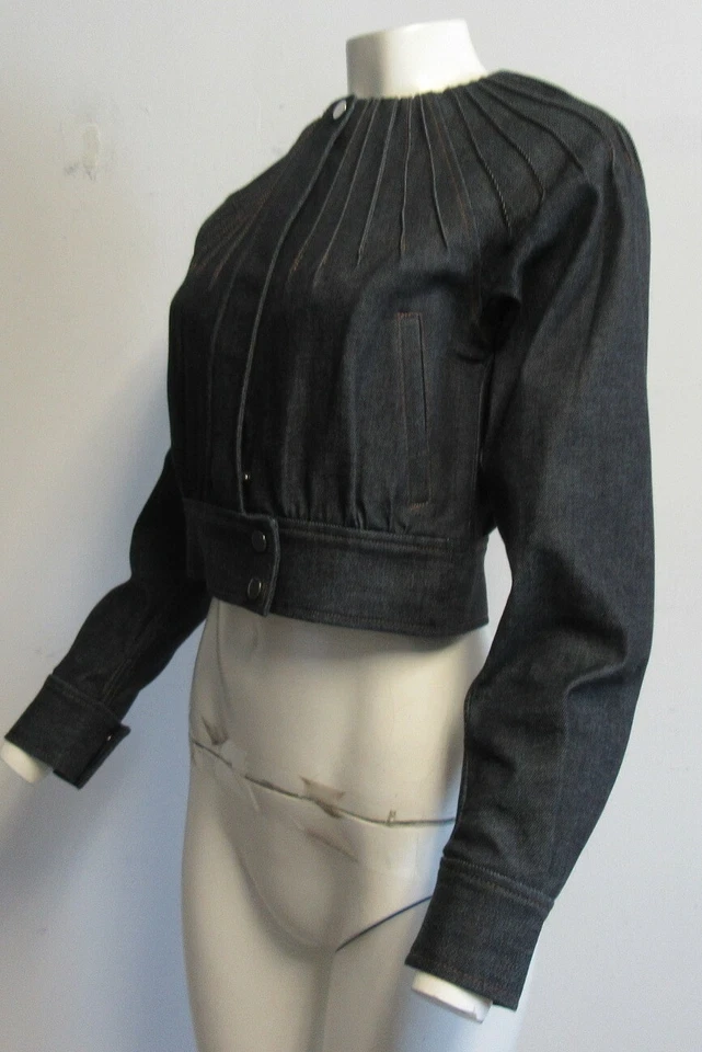 Chaqueta de mezclilla DIANE VON FURSTENBERG azul pintuck talla 2 Foto 4 de 4