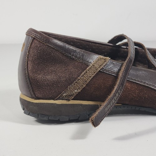 Skechers Womens Size 8.5 Brown Leather Mary Jane Comfort Flat Shoes Bikers 21571 - Picture 8 of 12