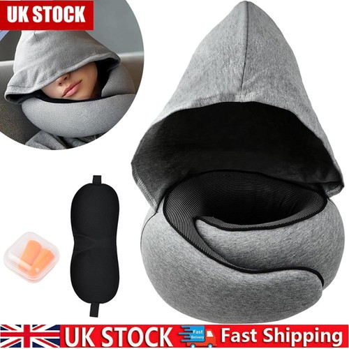 Soft Hooded Neck Travel Pillow Neck Support Cushion with Hoodie For Airplane Car