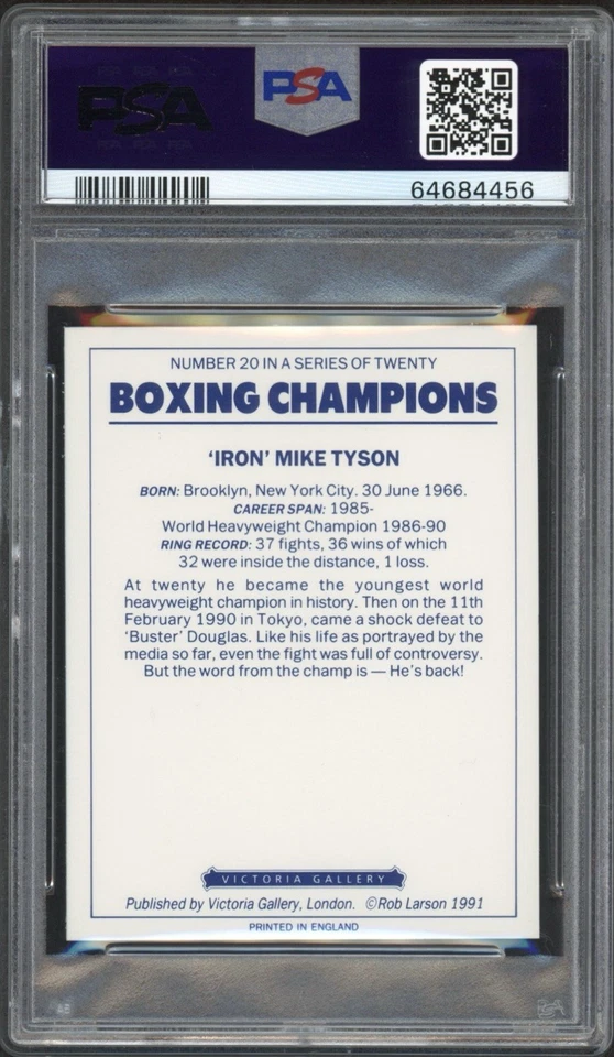 1991 Victoria Gallery Mike Tyson Boxing Champions #20 PSA 9 Mint  - Image 2 of 2