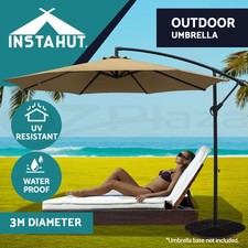 Instahut Umbrella Outdoor Umbrellas Cantilever UV Garden Shade Patio Beige 3M