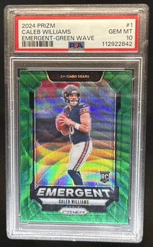 2024 Prizm Caleb Williams Emergent RC Green Wave Rookie #1 Bears PSA 10