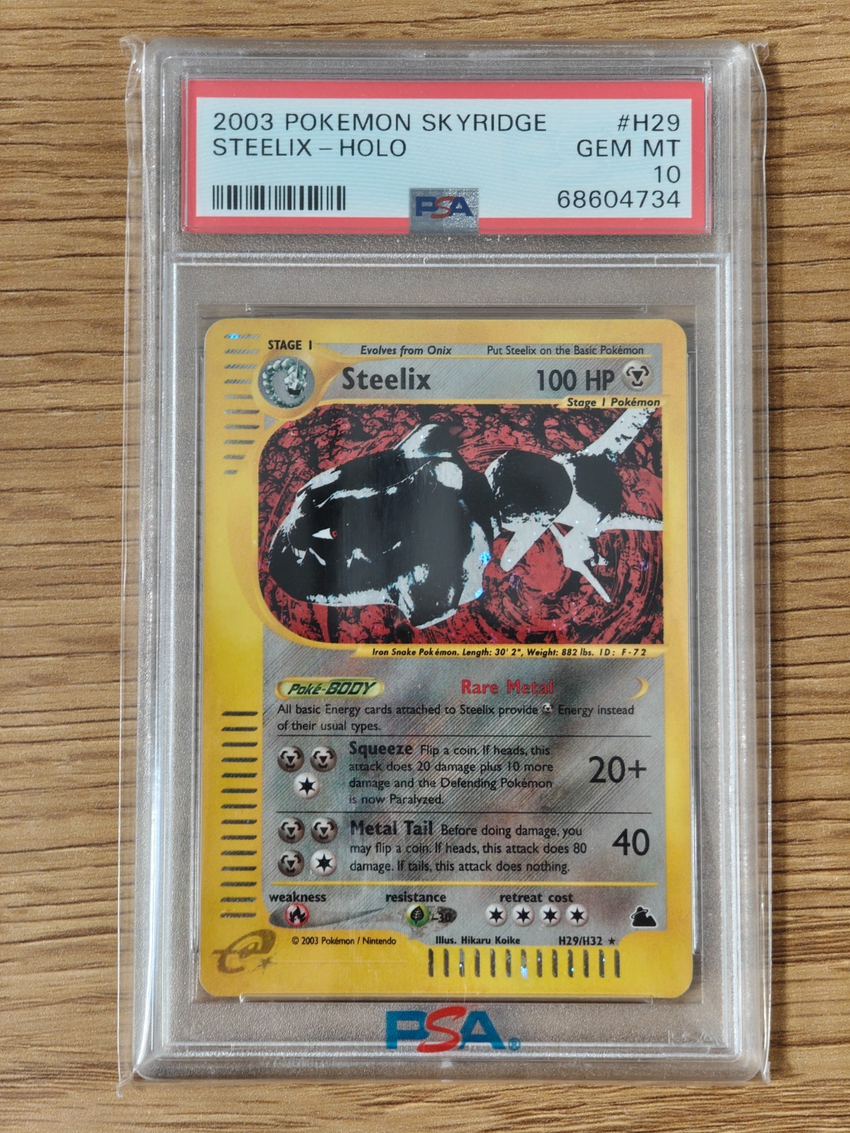 2003 POKEMON SKYRIDGE H29 STEELIX HOLO GEM MINT PSA 10 (Swirl) - English