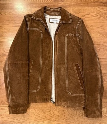 Wilsons Leather M. Julian Vintage Brown Suede Jacket with Contrast Stitching
