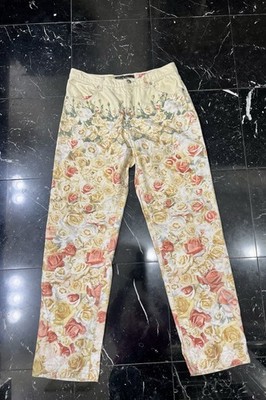 Roberto Cavalli Jeans Floral Stretch Sexy size L Rare Roses Beautiful 