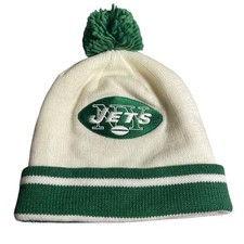 Mitchell Ness New York Jets NFL White Green Cuff Knit Beanie Winter Cap Hat OS