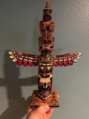 Ray Williams Thunderbird Totem Pole Carved 12½ T  x 10 W 1970s VTG RARE EXAMPLE