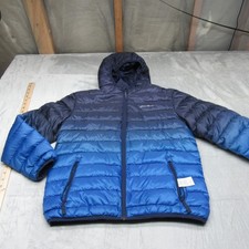 Eddie Bauer Down Jacket Youth Large 14/16 Blue Insulated Reversible FullZip Puff