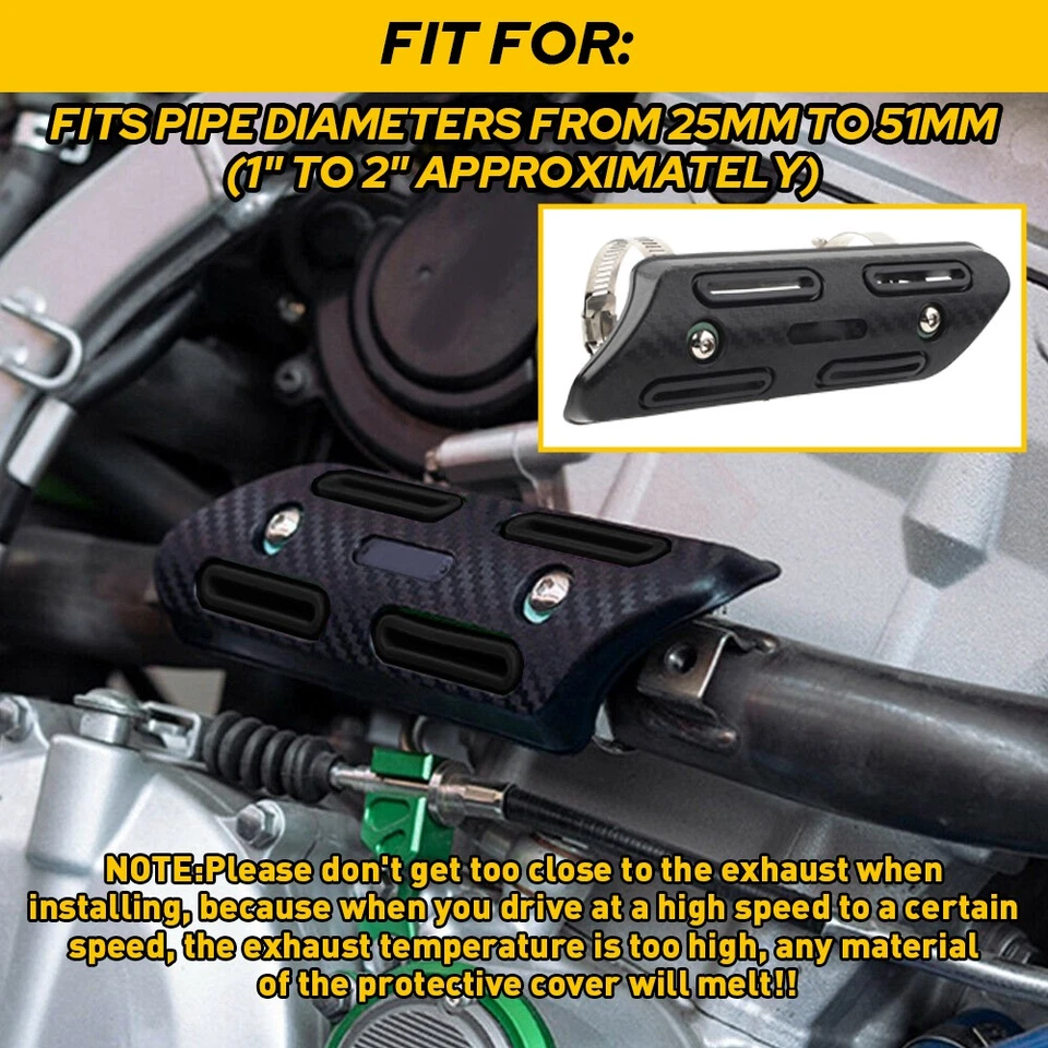 2X Protector de talón protector térmico para tubo de escape para Honda CRF125F CRF230F 2003-2019 negro Foto 4 de 4