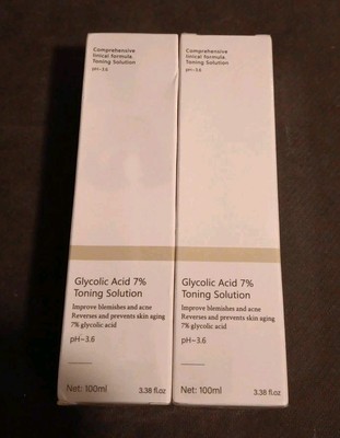 2x Glycolic Acid 7% Anti-Aging Toning Solution 100 ml 3.38 fl oz Expires 11/2027