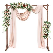 7.2 FT Square Wedding Arch Wooden Arbor Backdrop Stand w/Triangular-Shaped Base