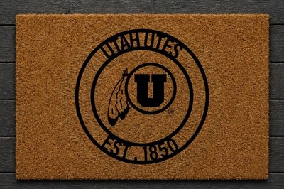 Utah Utes Laser Engraved Welcome Door Mat - 18''X30'' Coir Fiber