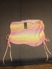 Women's Mesh Drawstring Ruched Cover Up Skirt Wild Fable Pink Ombre