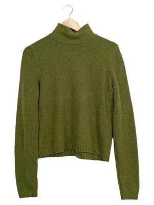 MNG Pullover Damen Rollkragen Gr. 40 Grün Casual Strickpullover