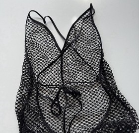 Agent Provocateur Texas Fishnet Jumpsuit Cover Up Black Sequin Size 2