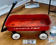EXCELLENT Vintage -RADIO TOT-flyer Red Wagon *Toddler Size* 1970s  *Steel Wheels