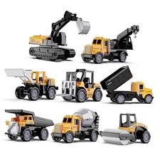 Alloy Mini Construction Vehicles, 8Pcs Die-cast Construction Toys Set,