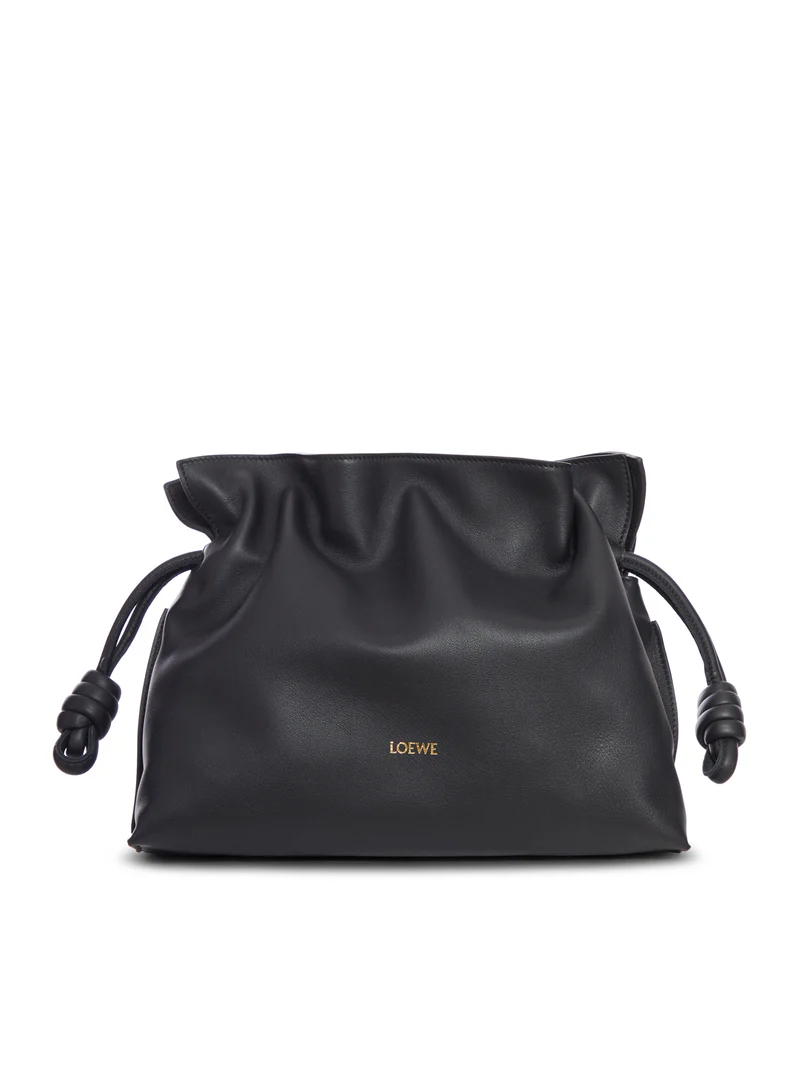 LOEWE Flamenco Medium $3150 Black Leather Clutch New & Authentic