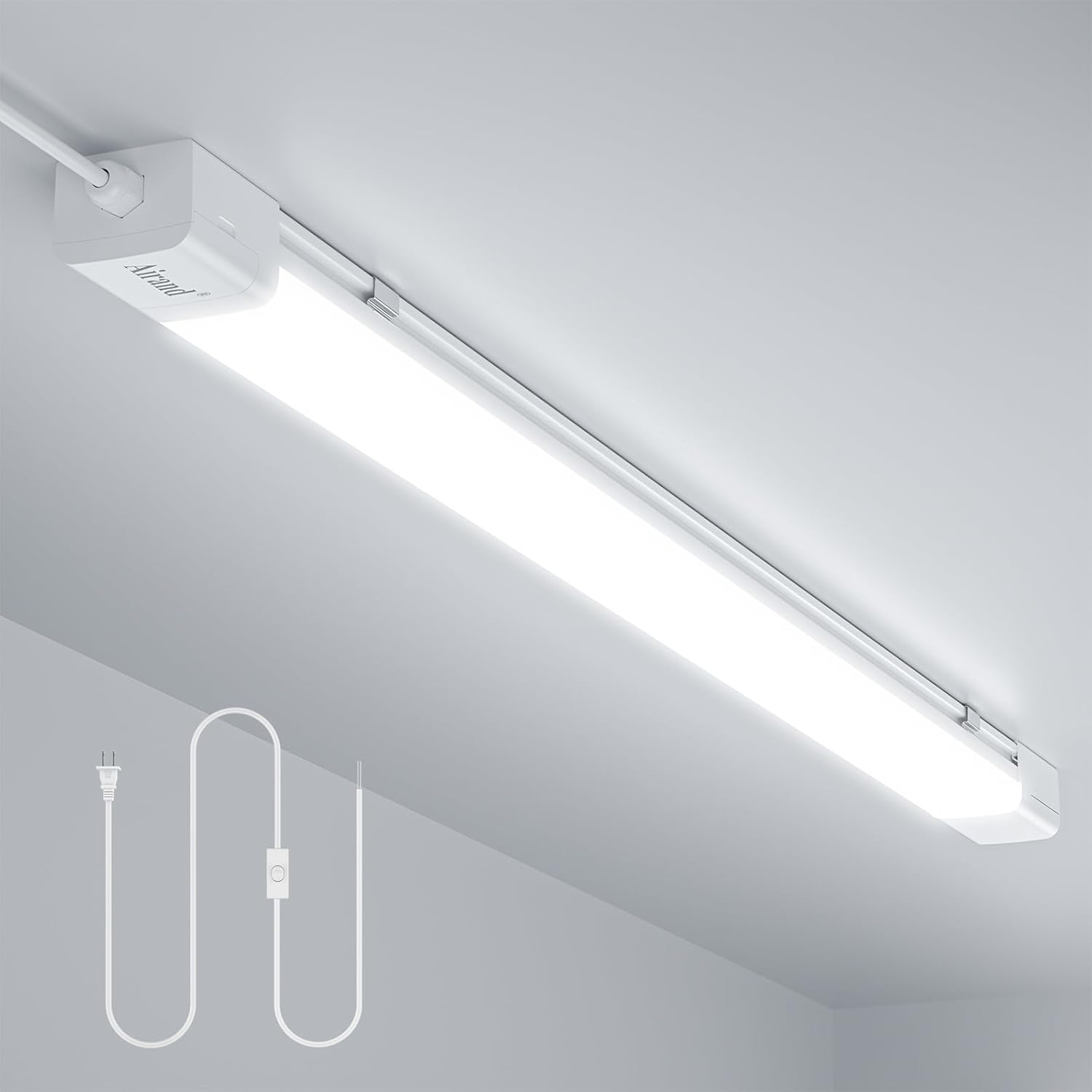 LED Shop Light Fixture 4FT Plug in Ceiling Lights, 36W 5000K Linkable LED Tube L