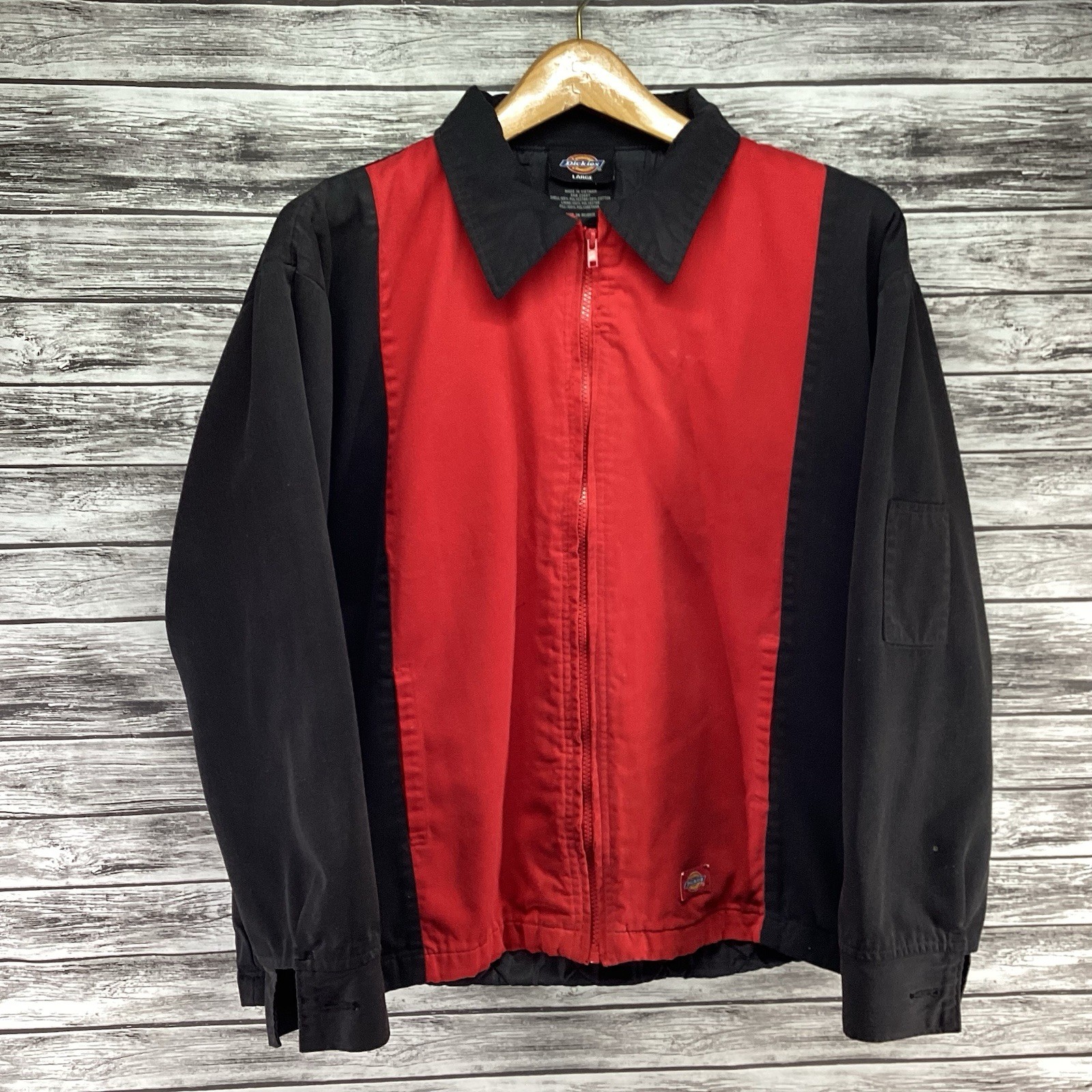 Vintage Dickies Eisenhower Jacket Mens Large Red Black Workw