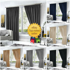 Blackout Pencil Pleat Curtain Insulated Thermal Short Window Bedroom Curtains