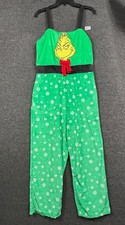 The Grinch Pajama Jumpsuit Womens Large Christmas Fleece Snowflake Dr. Seuss