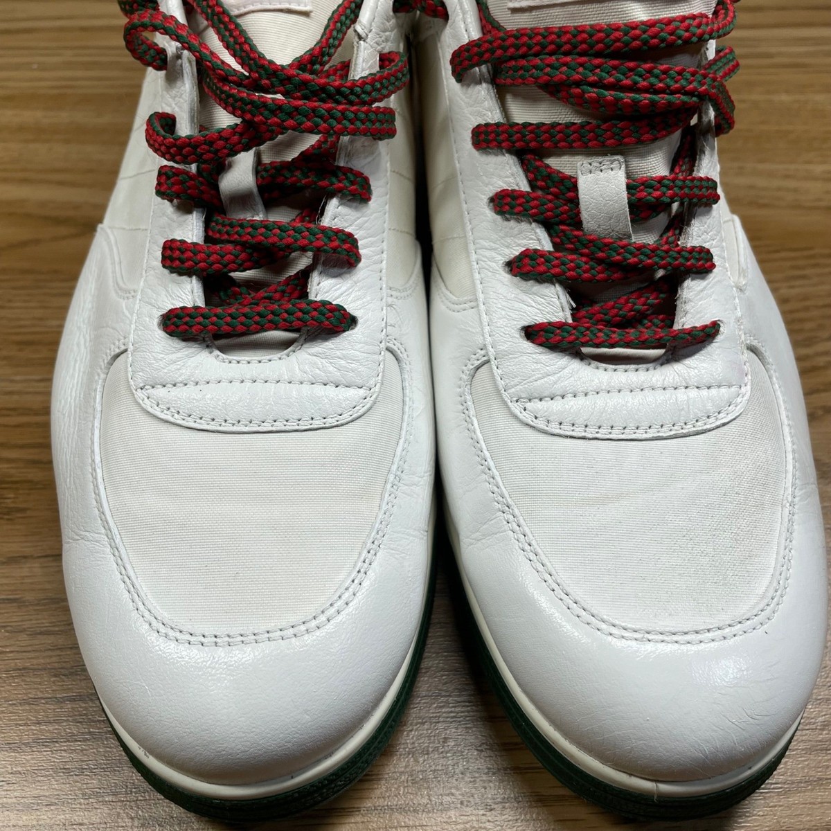 Gucci Men Sneakers White Leather 1984 Low Top Red Green Laces