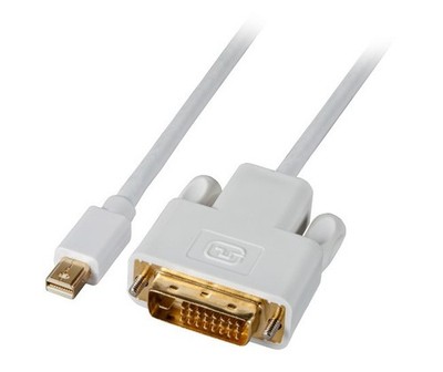 1m mini DisplayPort auf DVI Kabel Stecker/Stecker weiß Adapter Video Monitor