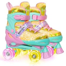 Nattork Kids Roller Skates for Girls Kids, 4 Sizes Adjustable Girls Roller Sk...