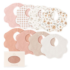 Muslin Baby Bibs 8 Pack, 100 Cotton Absorbent Bandana Drool Bibs for Teething a
