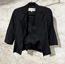 Trina Turk Elegant Black Pinstripe Tailored Cropped Blazer Size 2