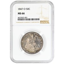 1847-O 50C Liberty Seated Half Dollar NGC MS66 Rare Coin